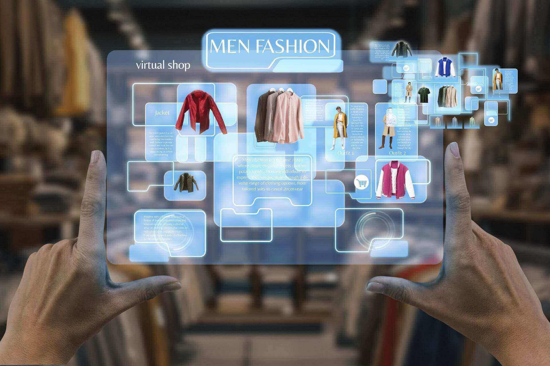 View of virtual stores on tablets
